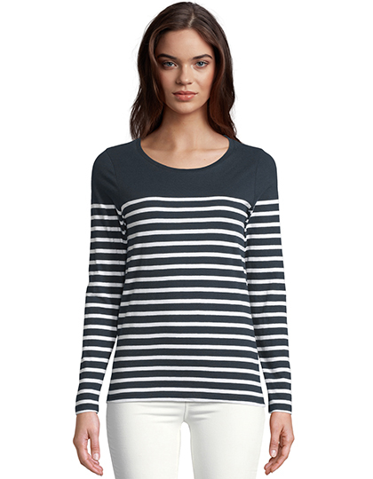 SOL'S Women's Long Sleeve Striped T-Shirt Matelot SOL'S Women's Long Sleeve Striped T-Shirt Matelot