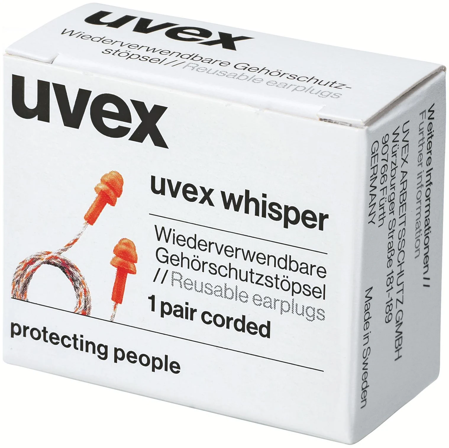 uvex whisper Gehörschutzstöpsel + Kordel in Minibox