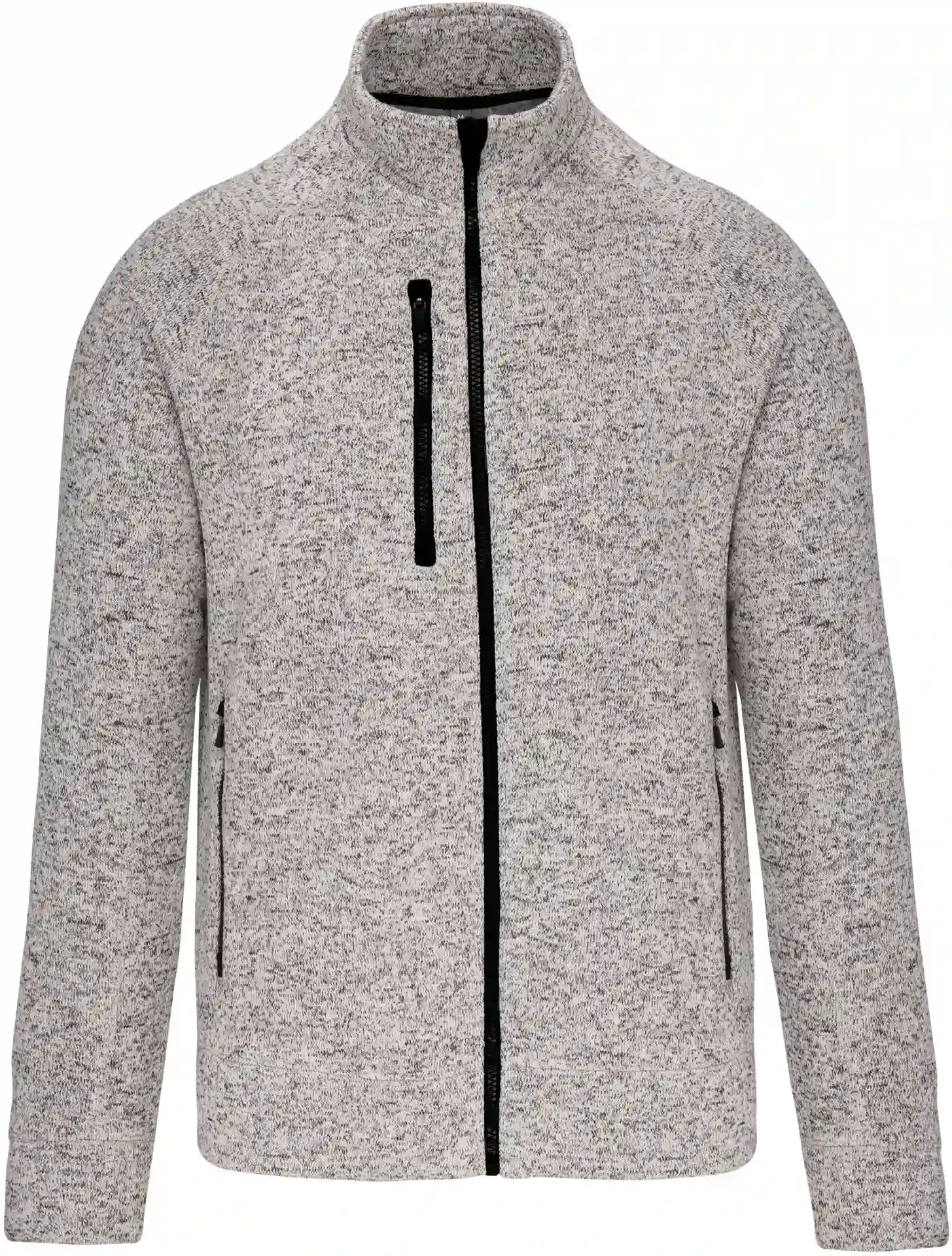 kariban-K9106-herren-melange-strickfleece-jacke-lightgreymelange-front-3 Kariban Herren Melange Strickfleece Jacke