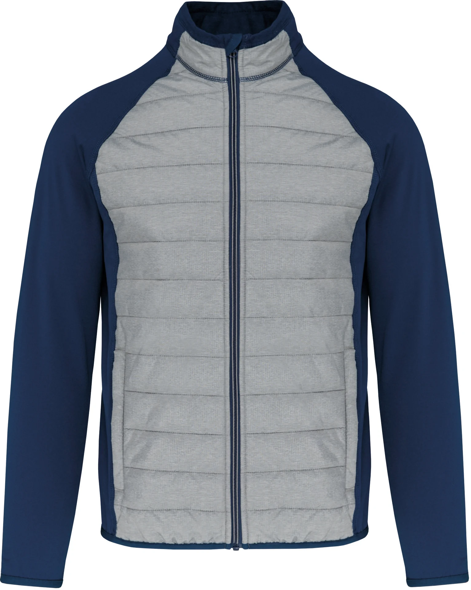 kariban-PA233-sportliche-hybrid-stretch-jacke-marlgrey-sportynavy-front-3 Kariban Sportliche Hybrid Stretch Jacke