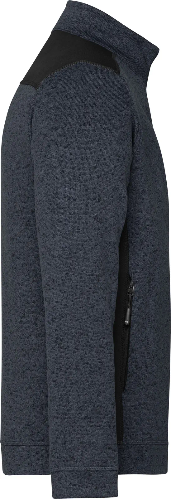 jn862-mens-knitted-workwear-fleece-jacket-carbonmelange-black-right-6 James & Nicholson Men's Knitted Workwear Fleece Jacket -STRONG-