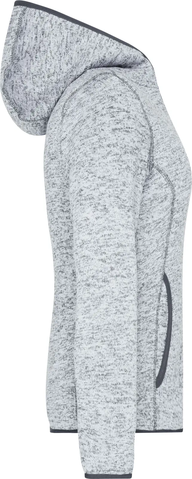 jn588-ladies-knitted-fleece-hoody-lightmelange-carbon-right-6 James & Nicholson Ladies Knitted Fleece Hoody