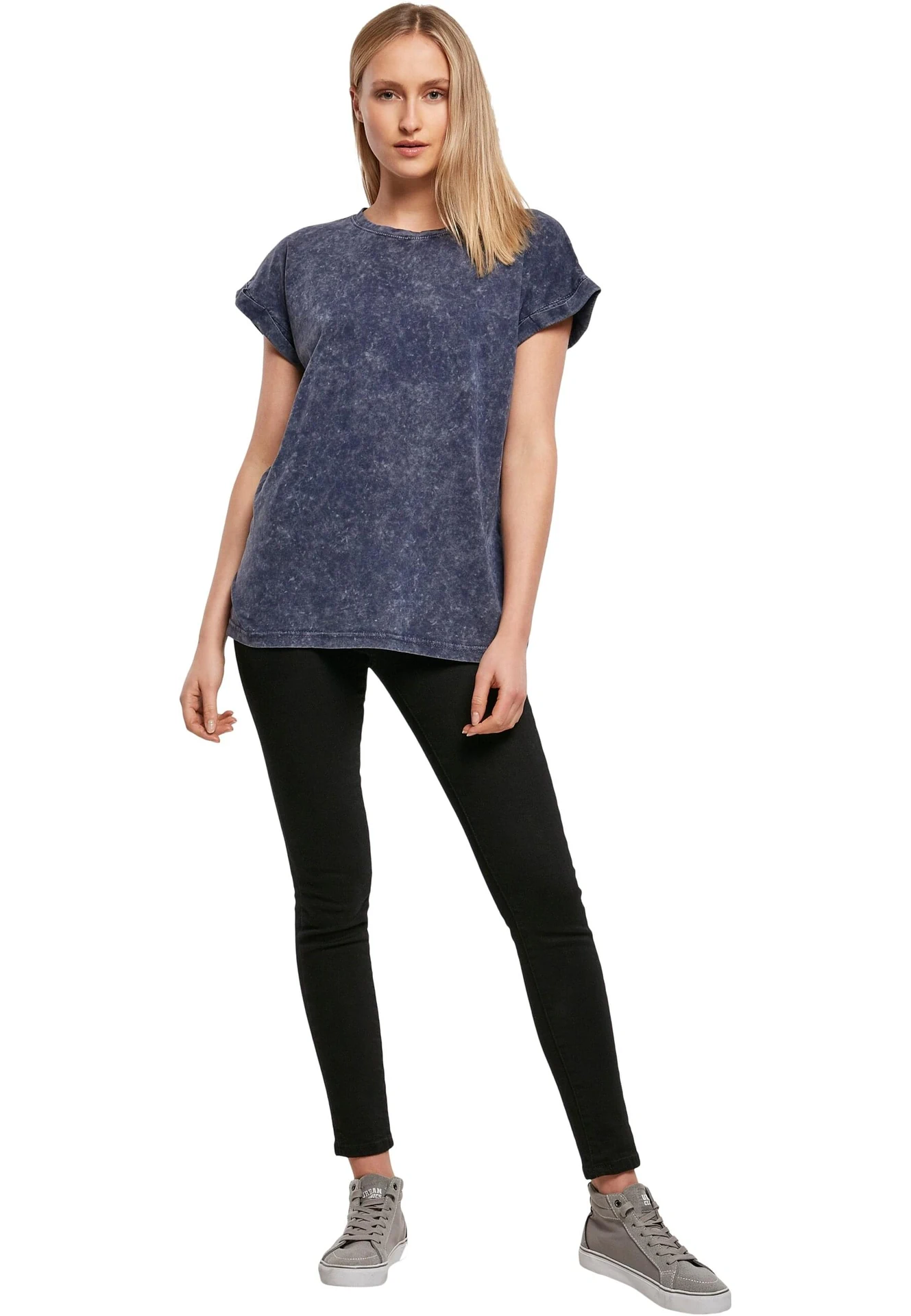 Build Your Brand Ladies Acid Washed Extended Shoulder Tee