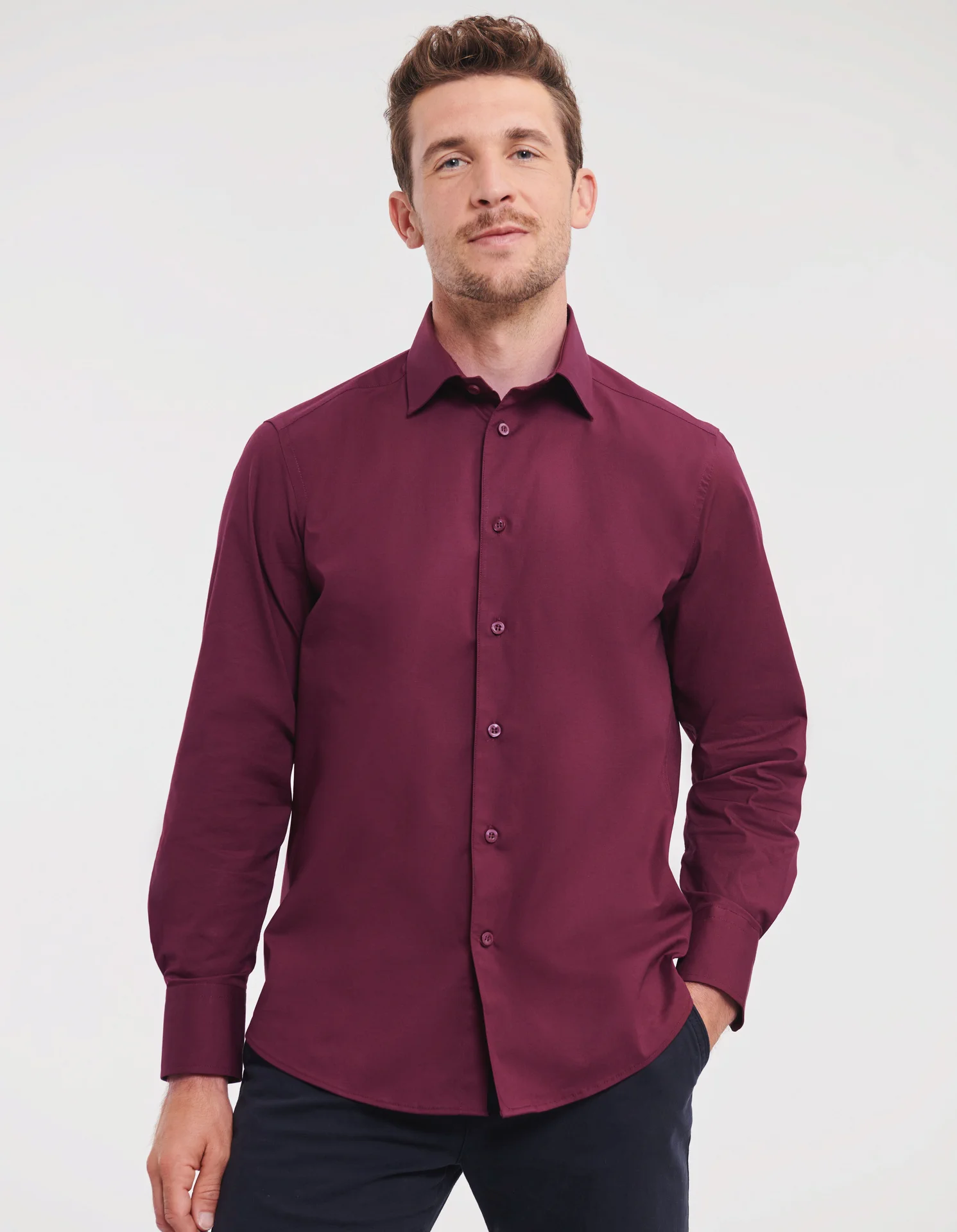 Russell Men's Long Sleeve Easy Care Fitted Shirt