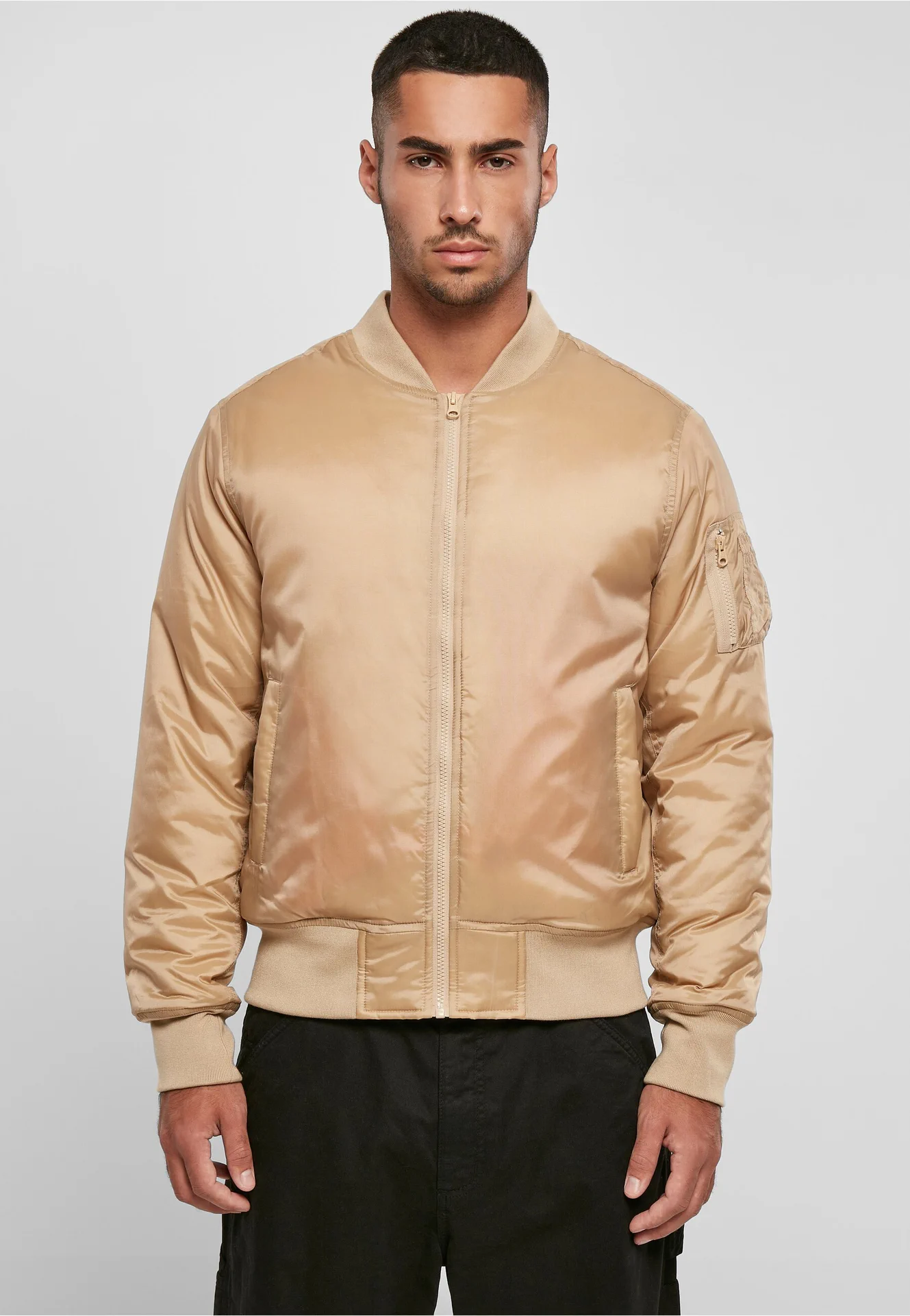 BYB-BY030-bomber-jacket-beige-model-0 Build Your Brand Bomber Jacket