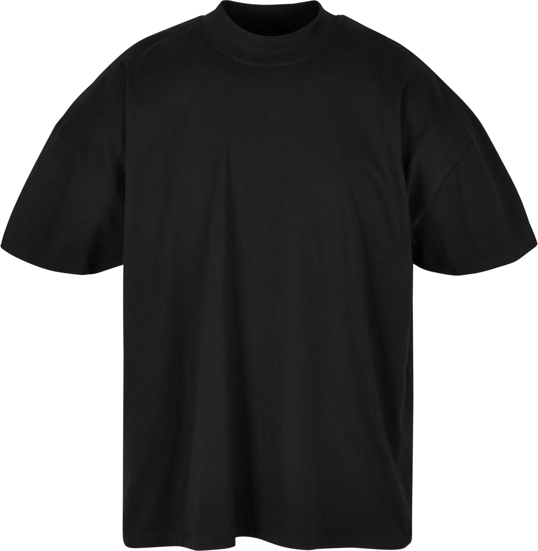 BYB-BY230-mens-oversized-mock-neck-t-shirt-black-front-4 Build Your Brand Oversized Mock Neck Tee