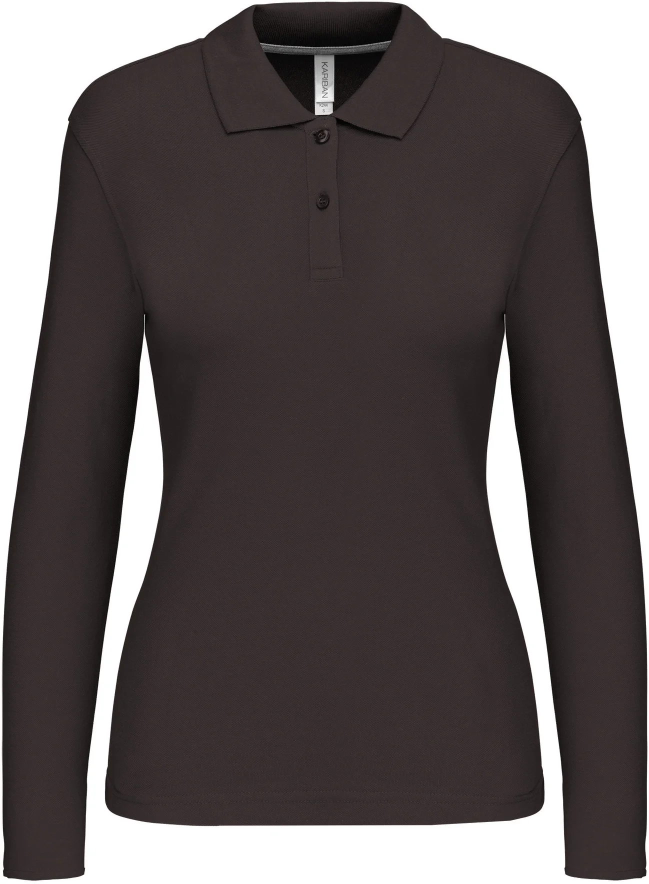 kariban-K244-damen-pique-polo-langarm-darkgrey-front-3 Kariban Damen Piqué Polo langarm