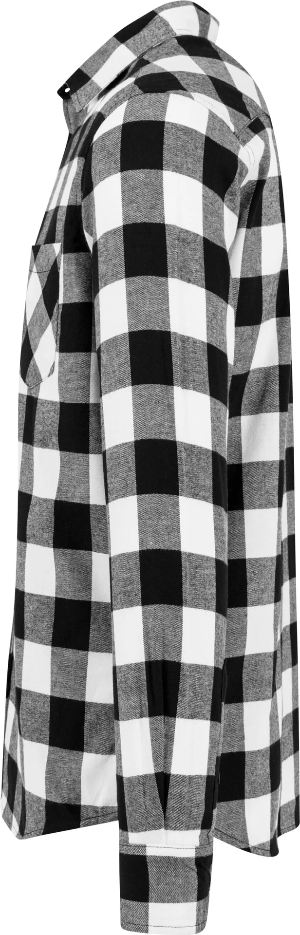 BYB-BY031-checked-flannel-shirt-black-white-left-6 Build Your Brand Checked Flannel Shirt