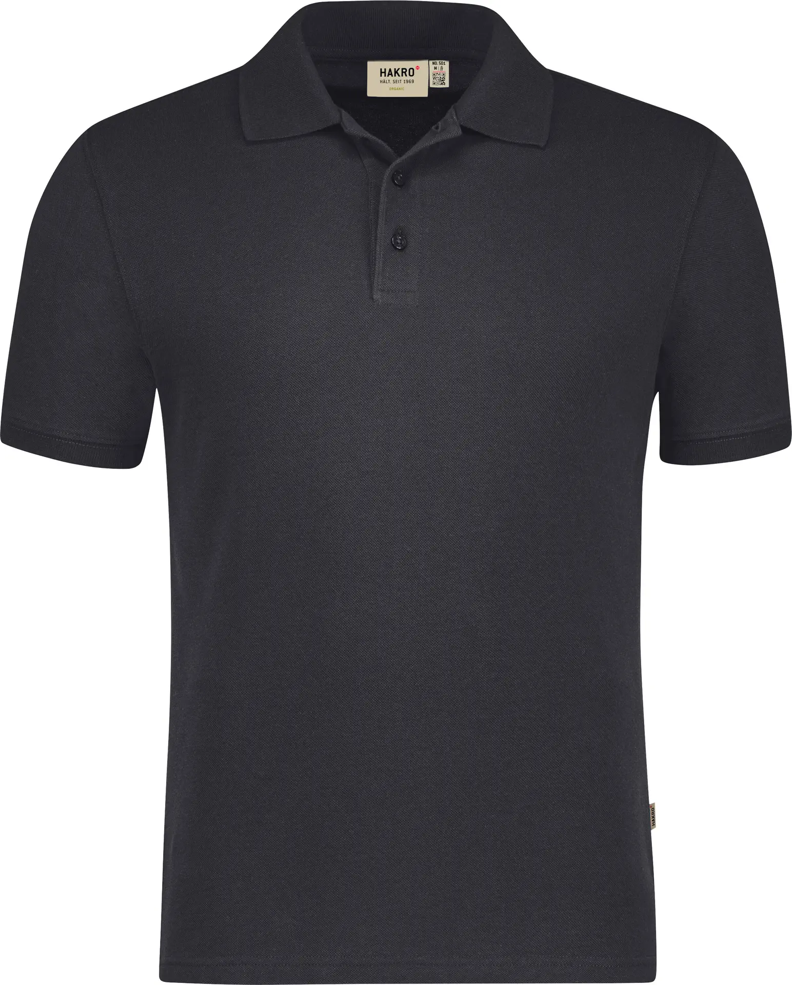 hakro-501-poloshirt-bio-baumwolle-karbongrau-front-1 HAKRO Poloshirt 501 Bio-Baumwolle GOTS
