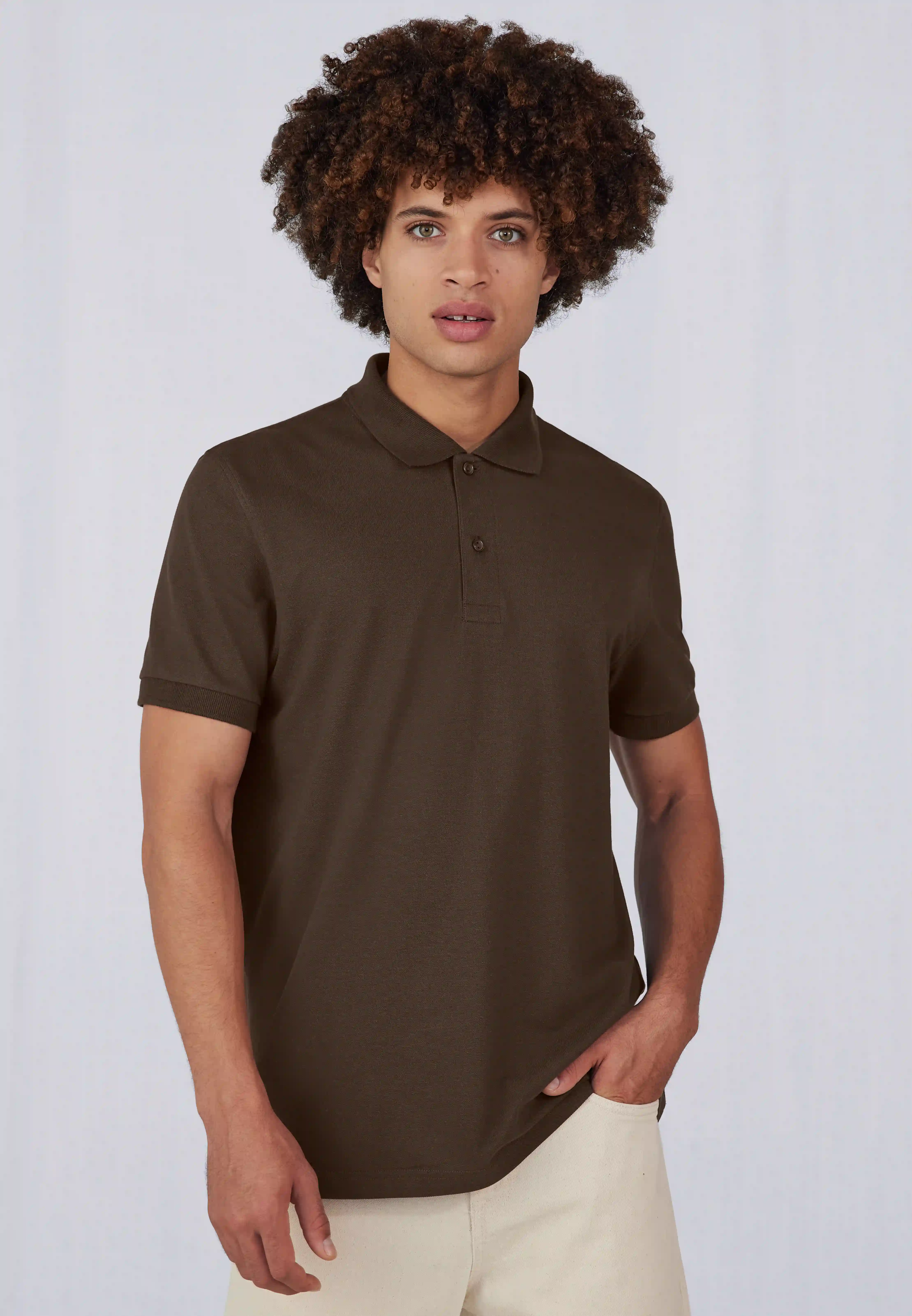 bc_pu424-My-Polo-180-roasted-coffee-model-1 B&C My Polo 180