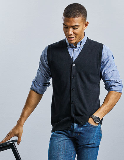 Russell Men's V-Neck Sleeveless Knitted Cardigan