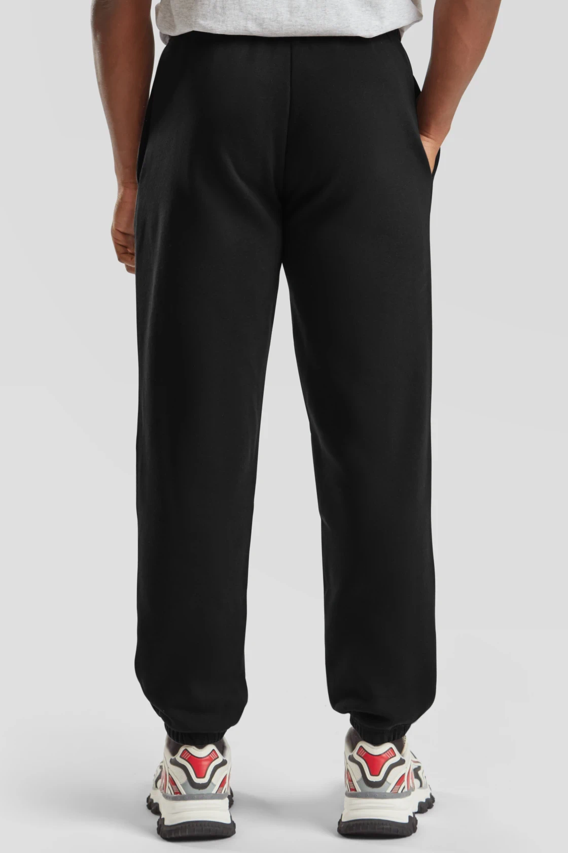 fruit-of-the-loom-64-040-0-premium-elasticated-cuff-jog-pants-black-model-2 F.O.L. Premium Elasticated Cuff Jog Pants