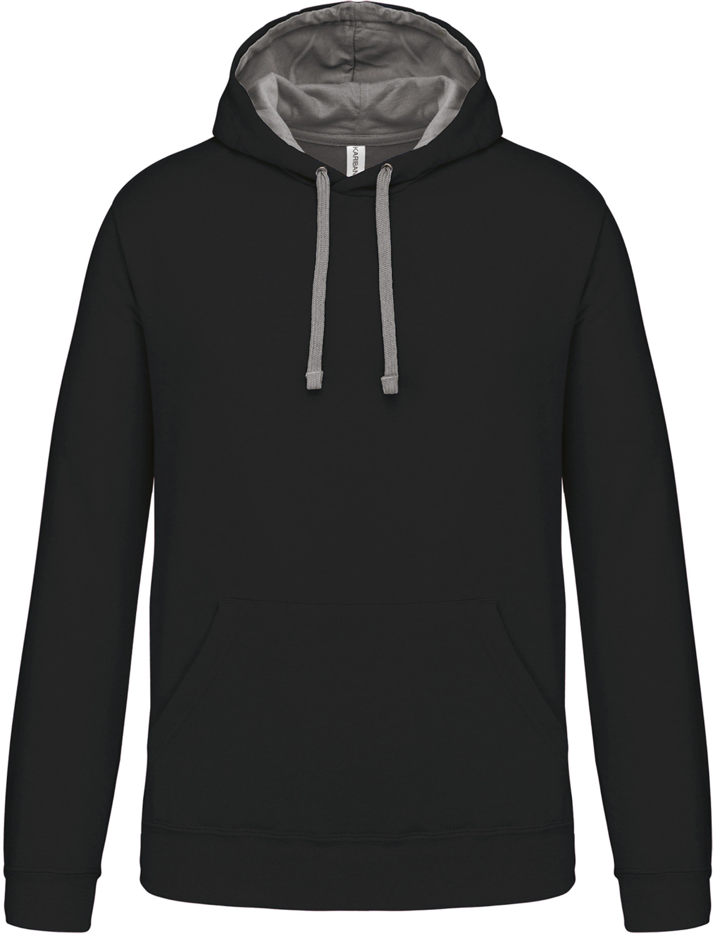 kariban-K446-kontrast-kapuzen-sweater-black-finegrey-front-3 Kariban Kontrast Kapuzen Sweater