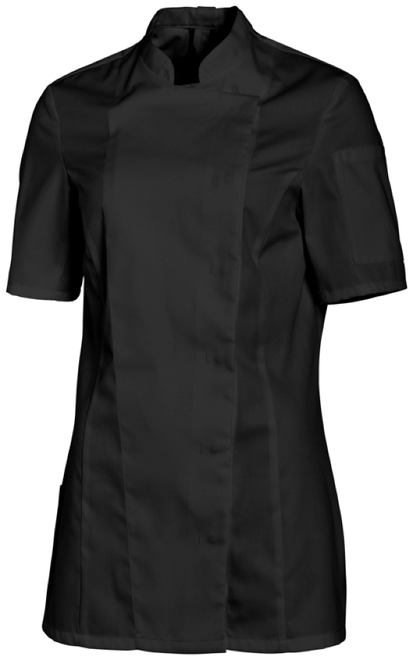 leiber-08-1351-kochjacke-kurzarm-schwarz-front-3 Leiber Damen-Kochjacke kurzarm 08/1351