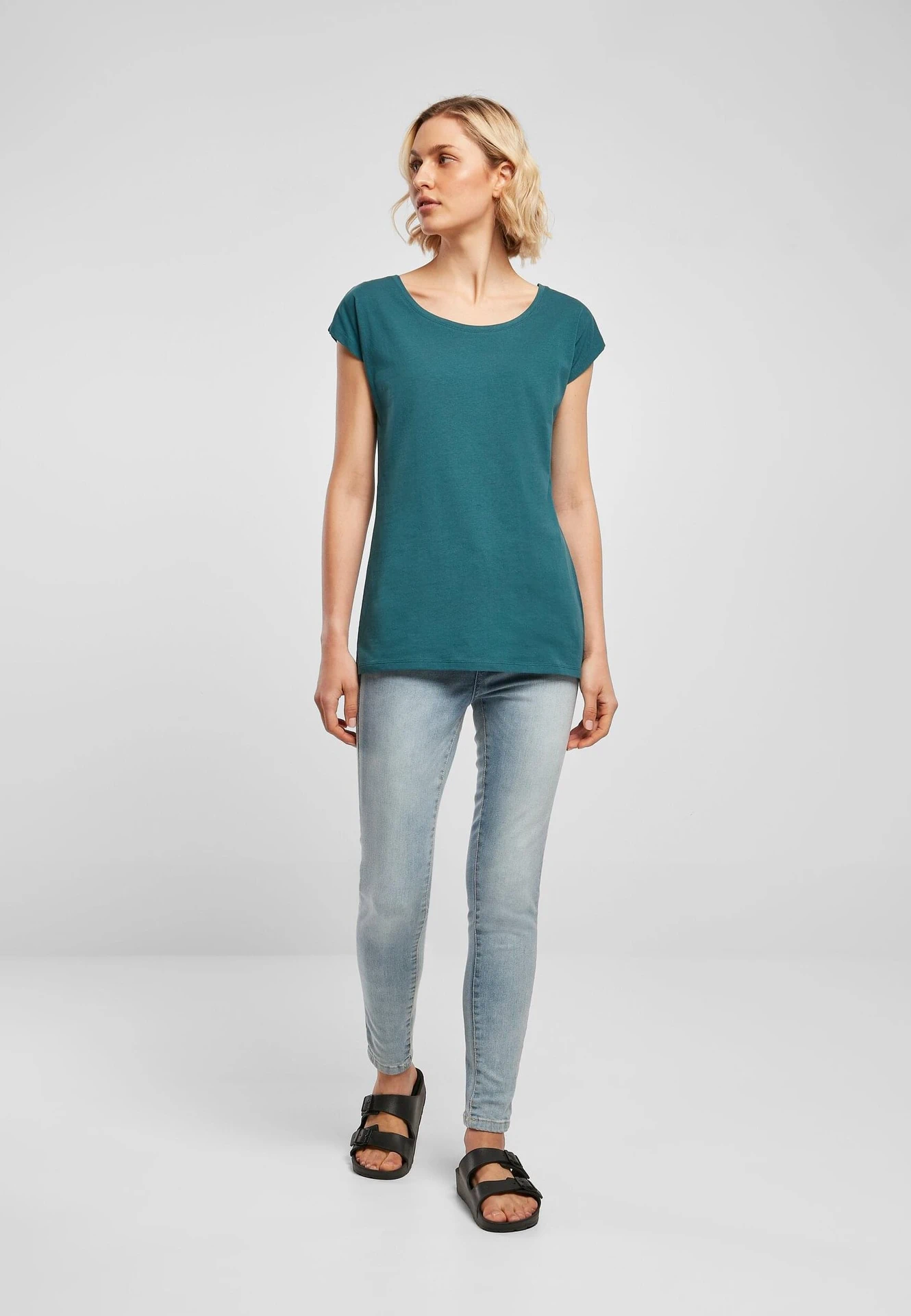 Build Your Brand Ladies Wide Neck Tee