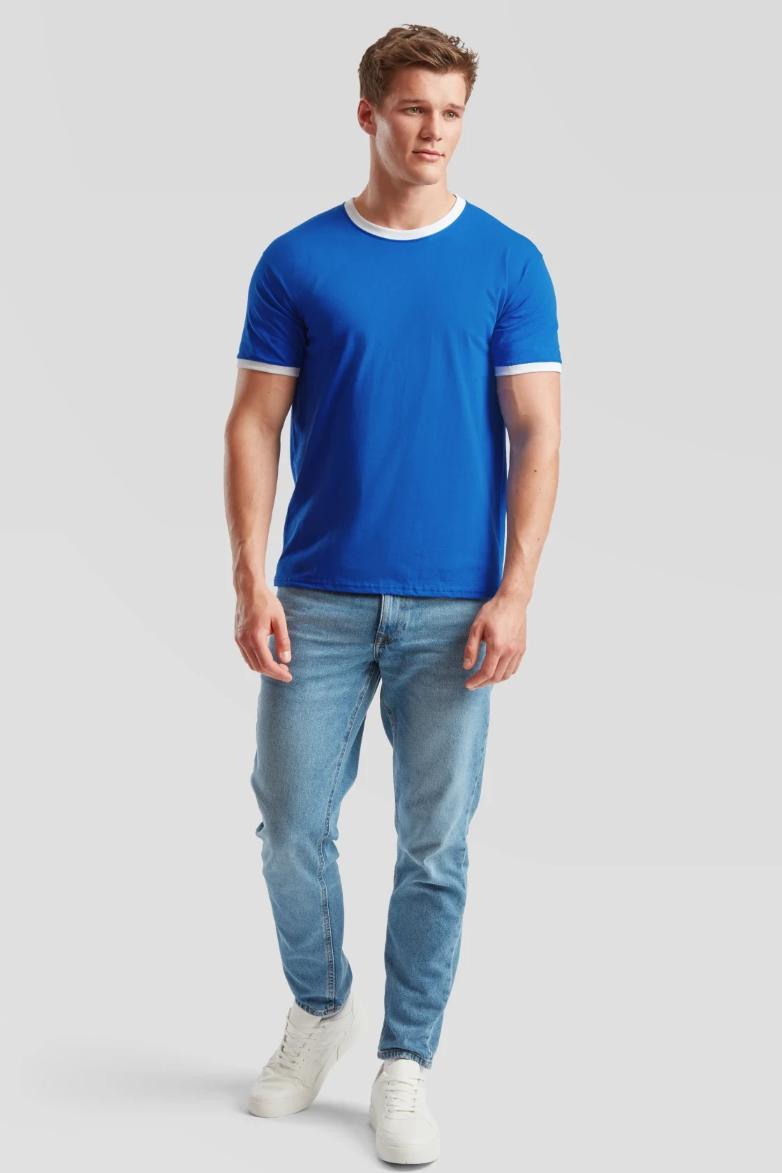 fruit-of-the-loom-61-168-0-valueweight-ringer-t-shirt-royalblue-white-model-3 F.O.L. Ringer Tee