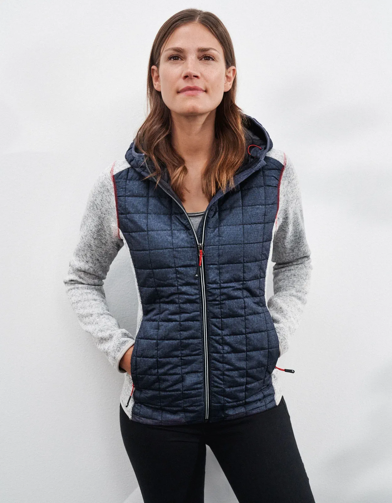 James & Nicholson Ladies Knitted Hybrid Jacket