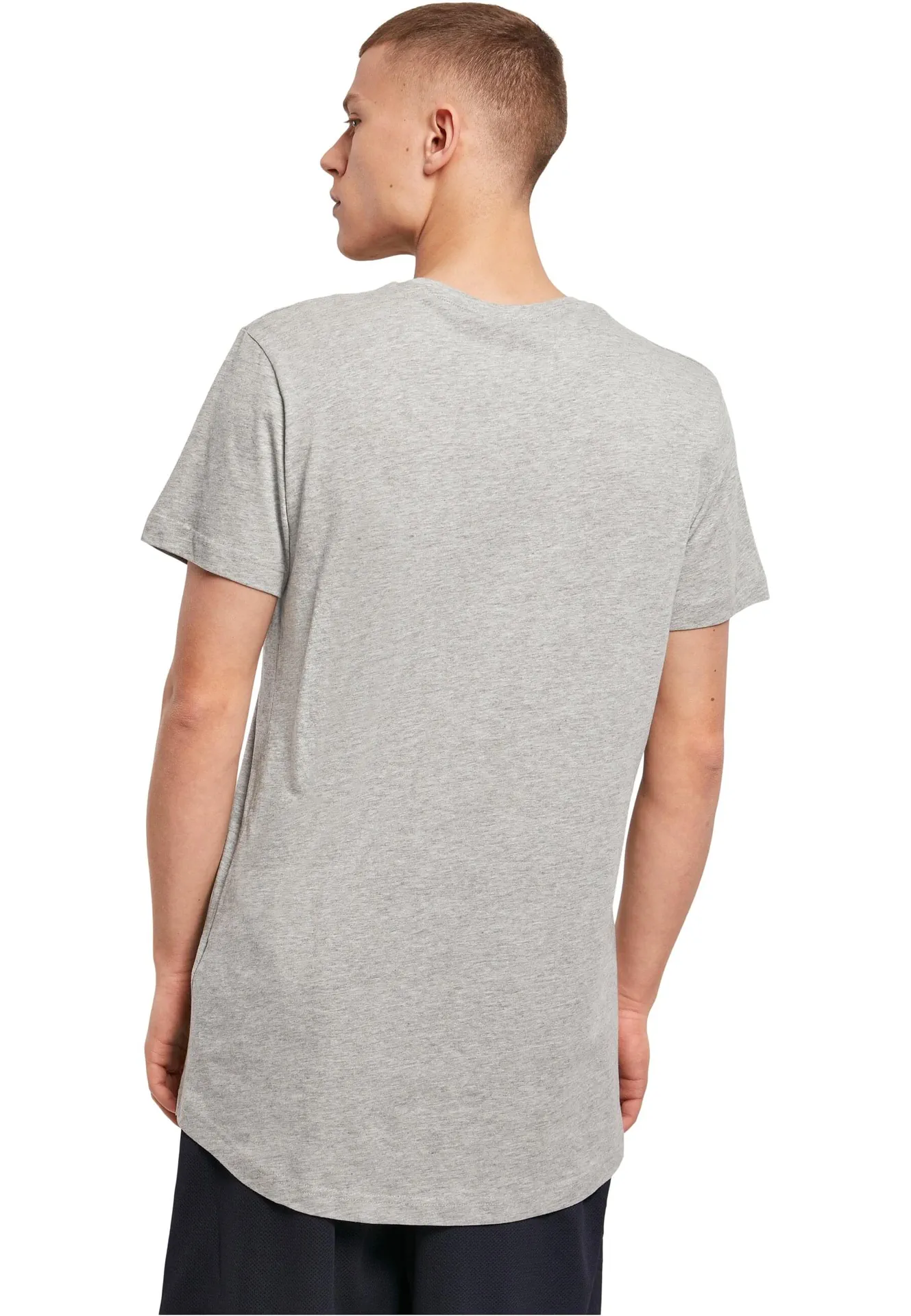 BYB-BY028-shaped-long-t-shirt-heathergrey-model-2 Build Your Brand Shaped Long Tee