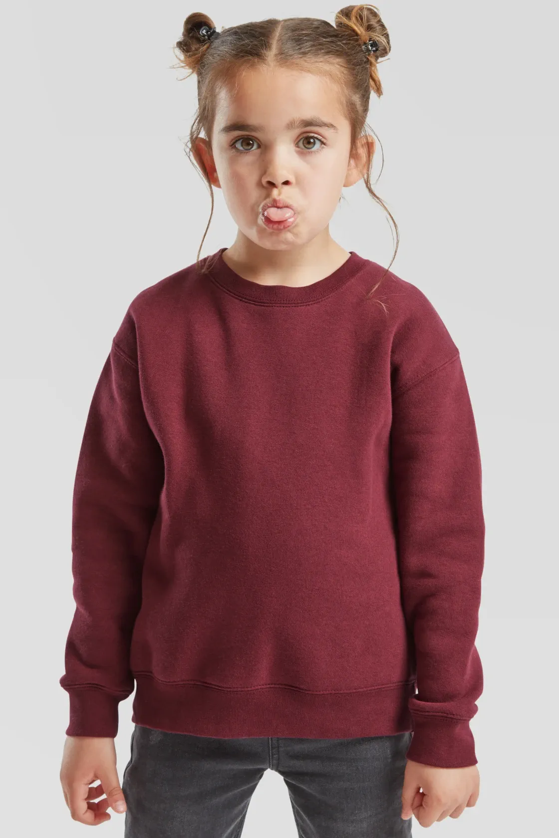 fruit-of-the-loom-62-031-0-kids-premium-set-in-sweatshirt-burgundy-model-0 F.O.L. Premium Set-In Sweat Kids