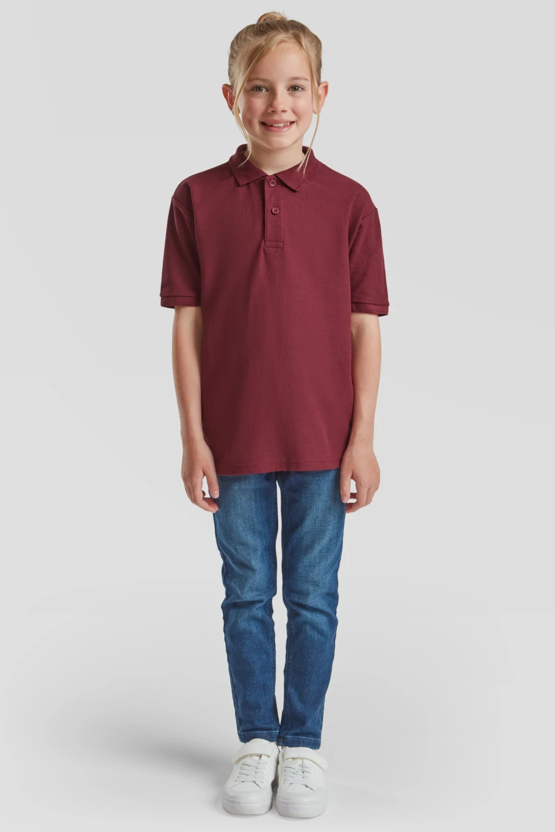 fruit-of-the-loom-63-417-0-kids-65-35-poloshirt-burgundy-model-3 F.O.L. 65/35 Polo Kids