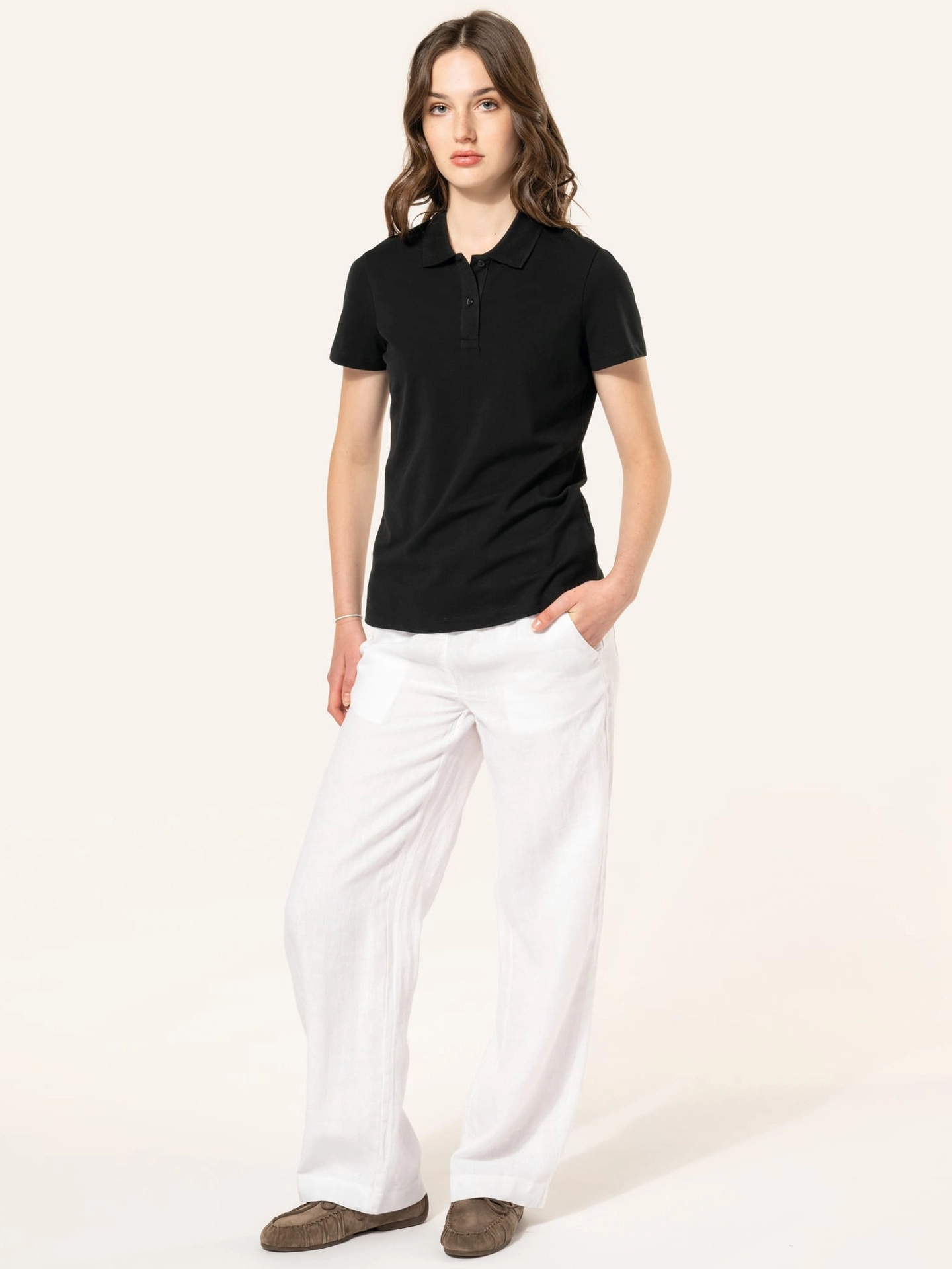 kariban-PK201-damen-supima-stretch-pique-polo-black-model-2 Kariban Damen Supima® Stretch Piqué Polo