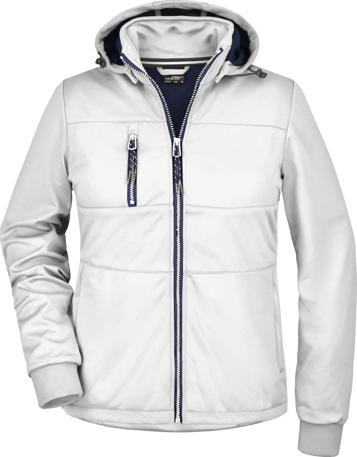 jn1077-ladies-maritime-jacket-white-white-navy-front-3 James & Nicholson Ladies Maritime Jacket