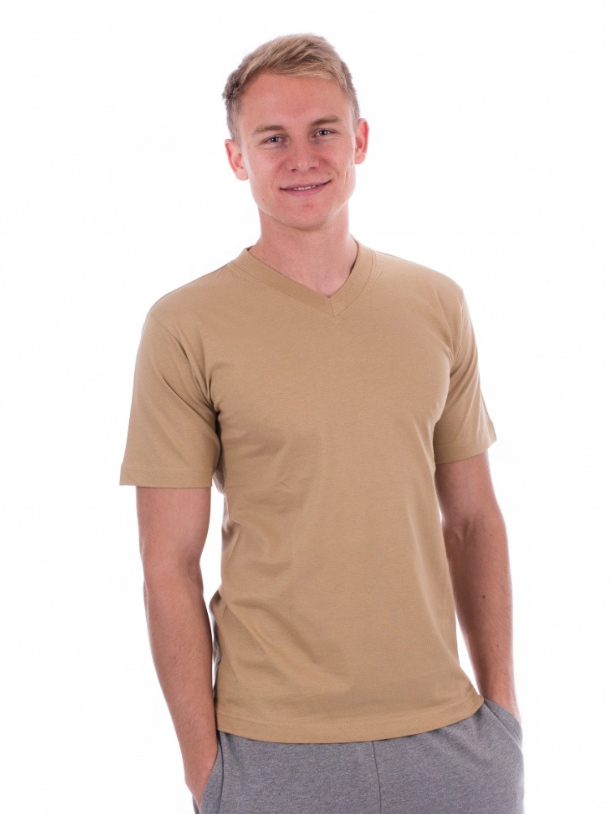 malfini-102-v-neck-t-shirt-unisex-sand-model-0 MALFINI T-Shirt V-Neck 102