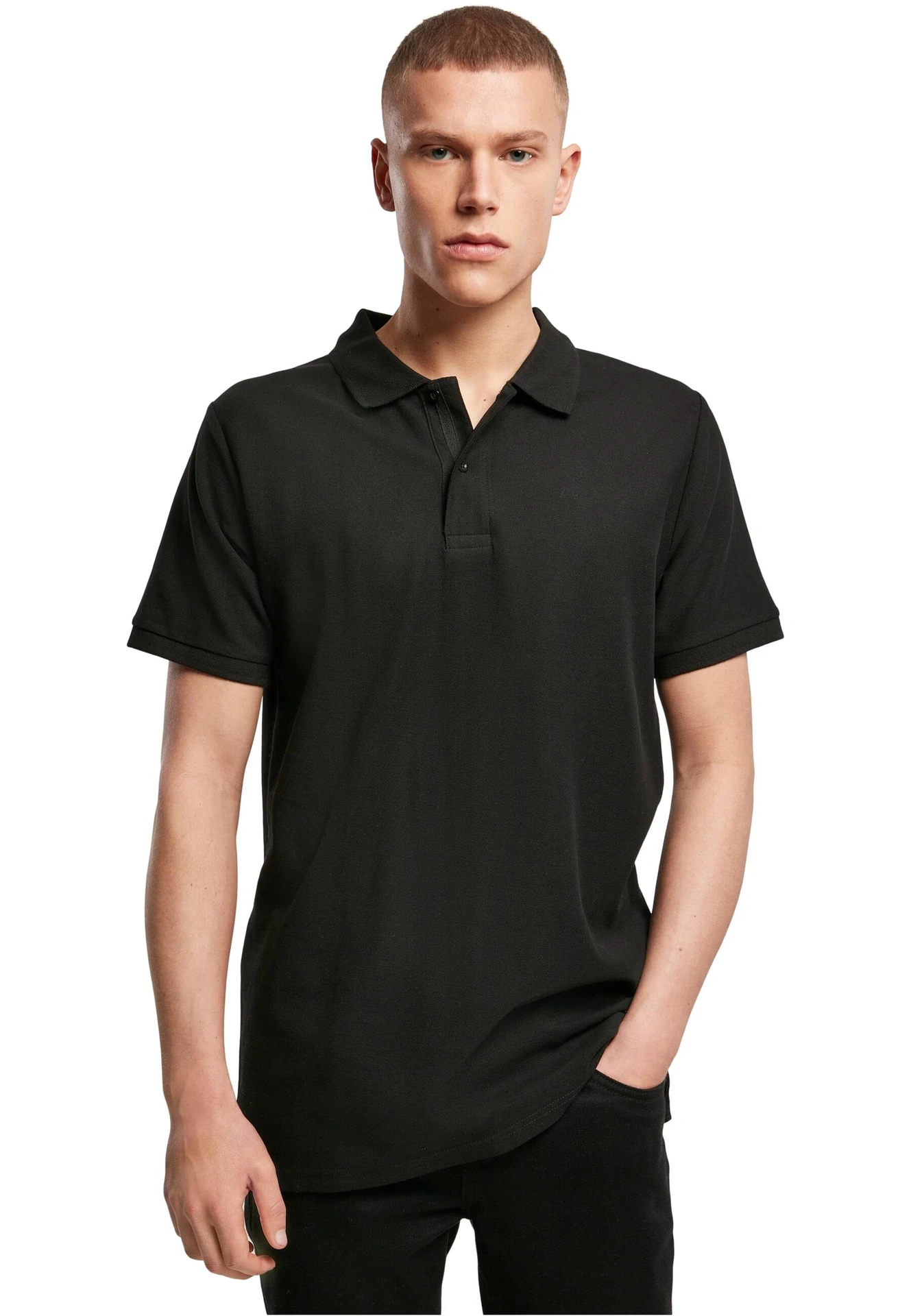 BuildYourBrand-BY008-polo-pique-shirt-black-model-0 Build Your Brand Polo Piqué Shirt