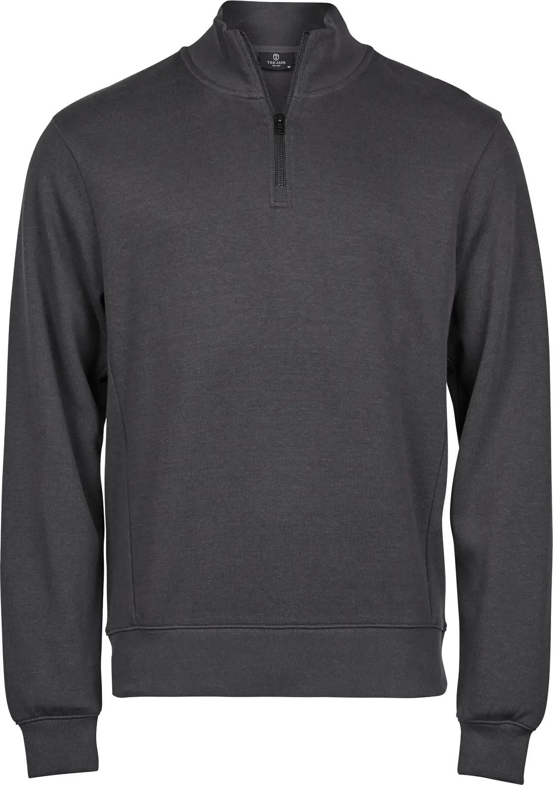 tee-jays-5506-ribbed-interlock-half-zip-darkgrey-front-1 Tee Jays Ribbed Interlock Half Zip