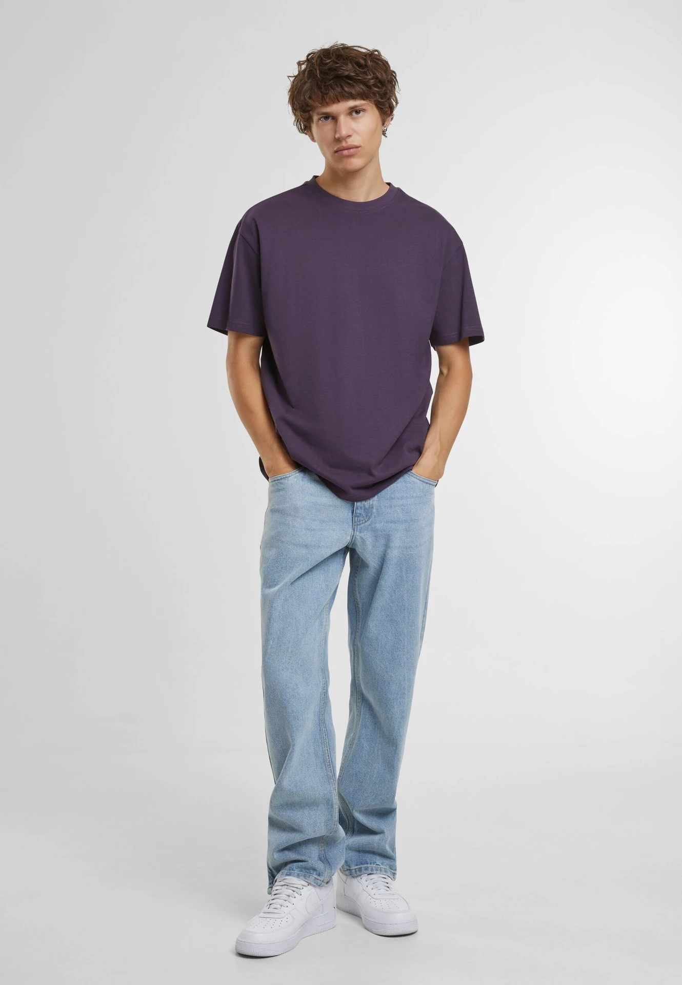 BYB-BY308-cotton-loose-t-shirt-purplenight-model-3 Build Your Brand Cotton Loose Tee
