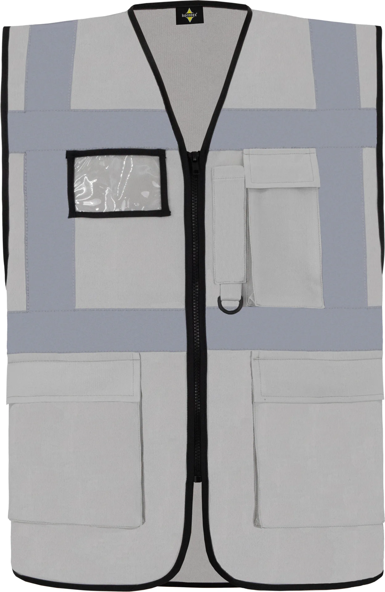 korntex-kxcmf-co2-neutral-multifunctional-executive-safety-vest-hamburg-ash-front-2 Korntex Multifunktionale Comfort-Fit Warnweste Hamburg