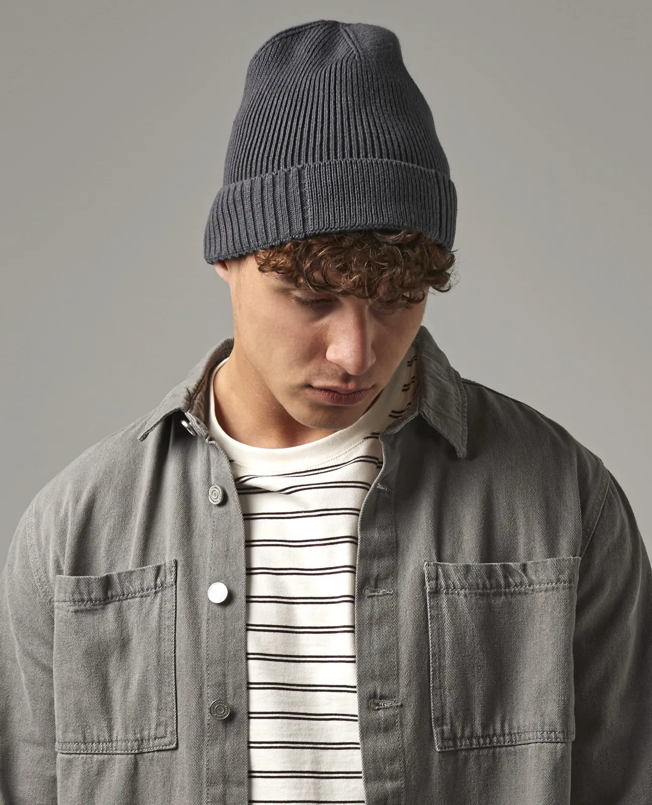 beechfield-b438n-organic-cotton-engineered-patch-beanie-model-0 Beechfield Organic Cotton Engineered Patch Beanie