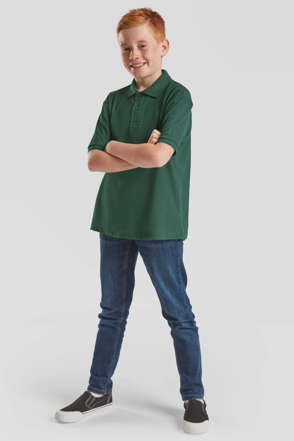 fruit-of-the-loom-63-417-0-kids-65-35-poloshirt-bottlegreen-model-3 F.O.L. 65/35 Polo Kids