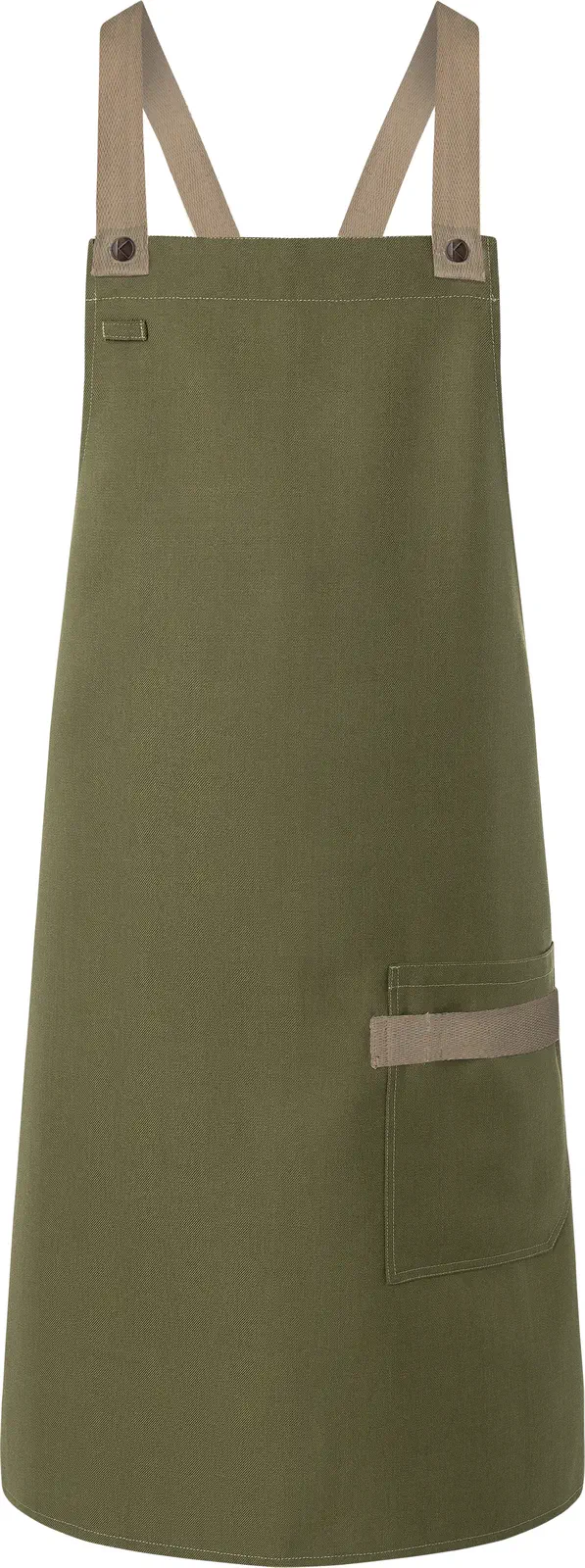 karlowsky-ls38-latzschuerze-urban-look-mit-kreuzbaendern-und-tasche-mossgreen-front-3 KARLOWSKY Latzschürze Urban-Look mit Kreuzbändern und Tasche