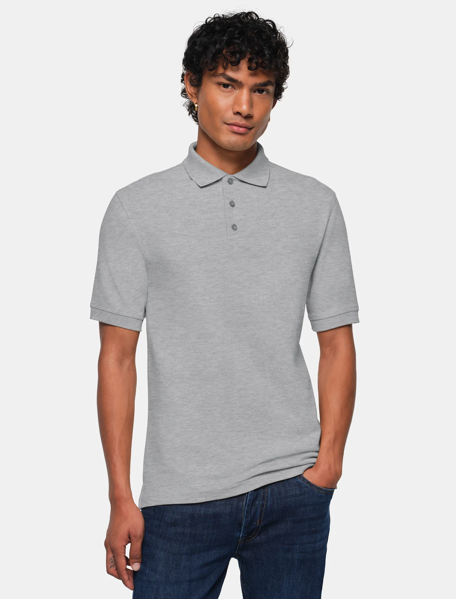 hakro-800-poloshirt-top-graumeliert-model-0 HAKRO Poloshirt 800 Top