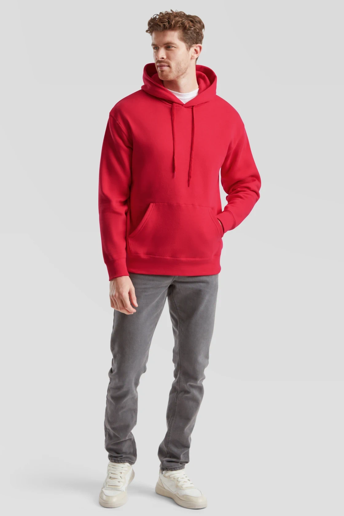 fruit-of-the-loom-62-152-0-premium-hooded-sweatshirt-red-model-3 F.O.L. Premium Hooded Sweat