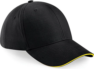 beechfield-b20-athleisure-6-panel-cap-black-yellow-front-1 Beechfield Athleisure 6 Panel Cap