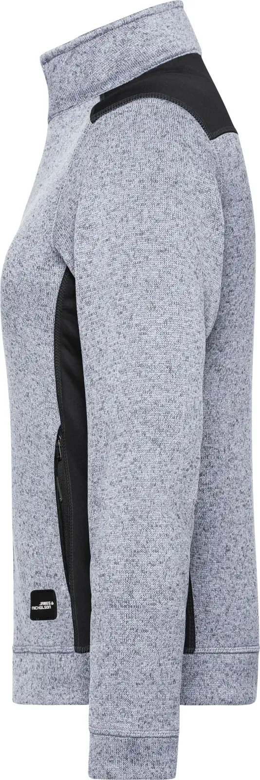 jn861-ladies-knitted-workwear-fleece-jacket-whitemelange-carbon-left-4 James & Nicholson Ladies Knitted Workwear Fleece Jacket -STRONG-
