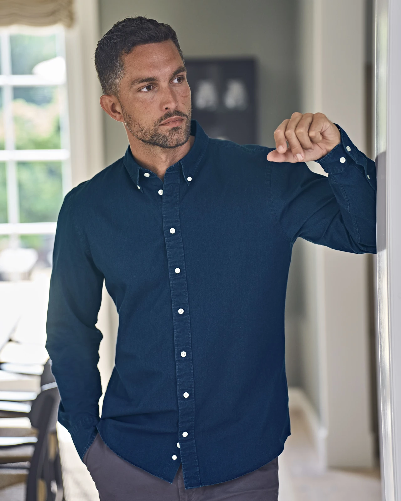 tee-jays-4002-mens-casual-twill-shirt-indigo-model-0 Tee Jays Men's Casual Twill Shirt