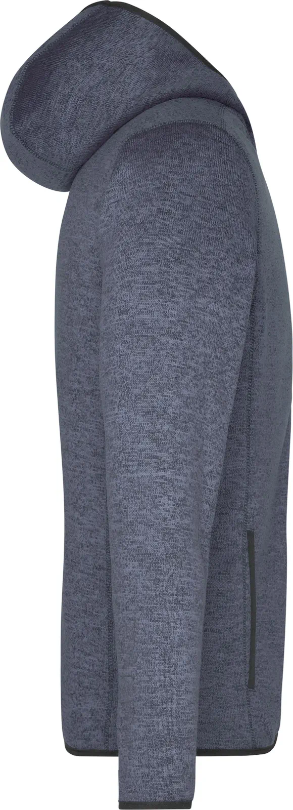 jn589-mens-knitted-fleece-hoody-denimmelange-black-right-6 James & Nicholson Men's Knitted Fleece Hoody
