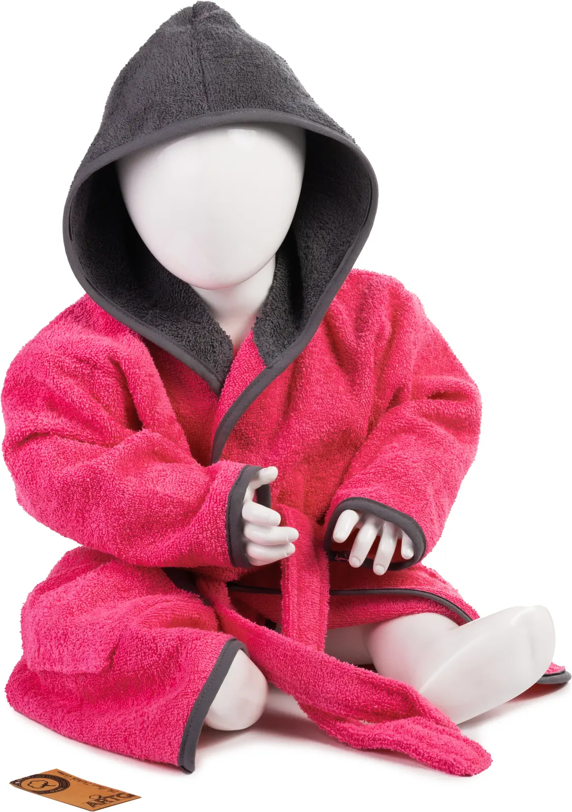 artg-ar022-babiezz-bathrobe-with-hood-pink-graphite-front-1 ARTG Babiezz® Bathrobe With Hood