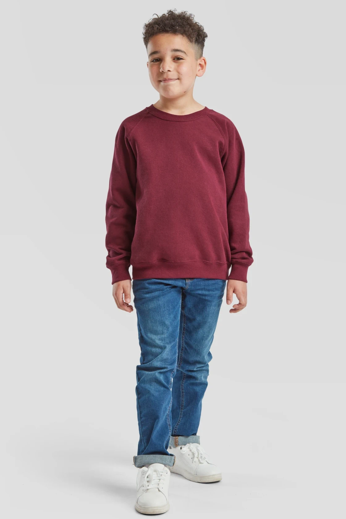 fruit-of-the-loom-62-039-0-kids-classic-raglan-sweatshirt-burgundy-model-3 F.O.L. Classic Raglan Sweat Kids