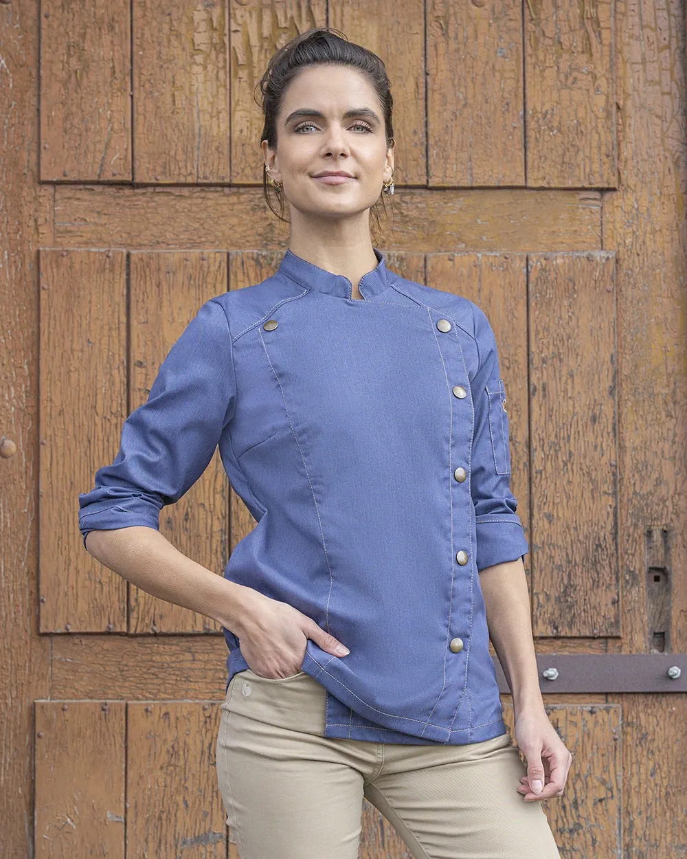KARLOWSKY Damen Kochjacke Jeans-Style