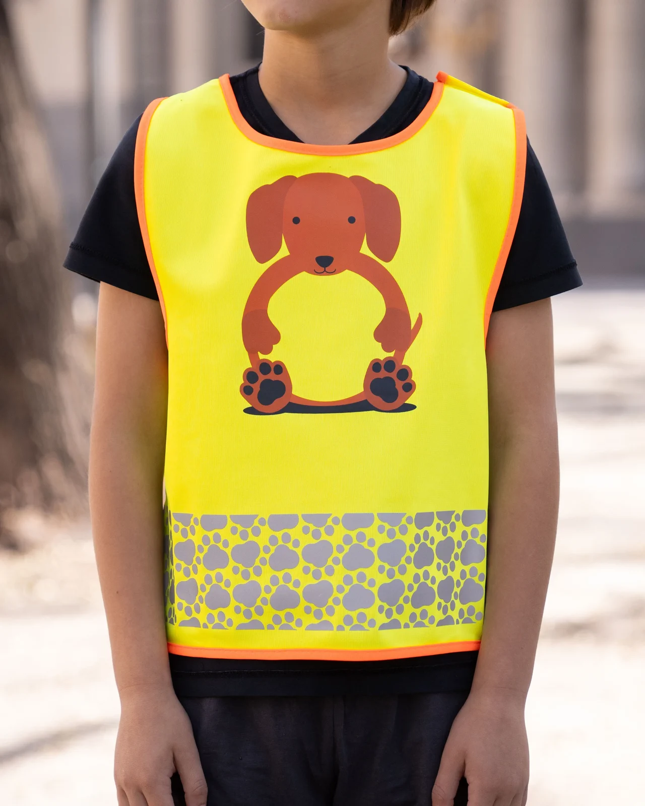 korntex-fun-childrens-safety-vest-funtastic-wildlife-co2-neutral-dogyellow-model-0 Korntex Kinder Warnweste Funtastic Wildlife