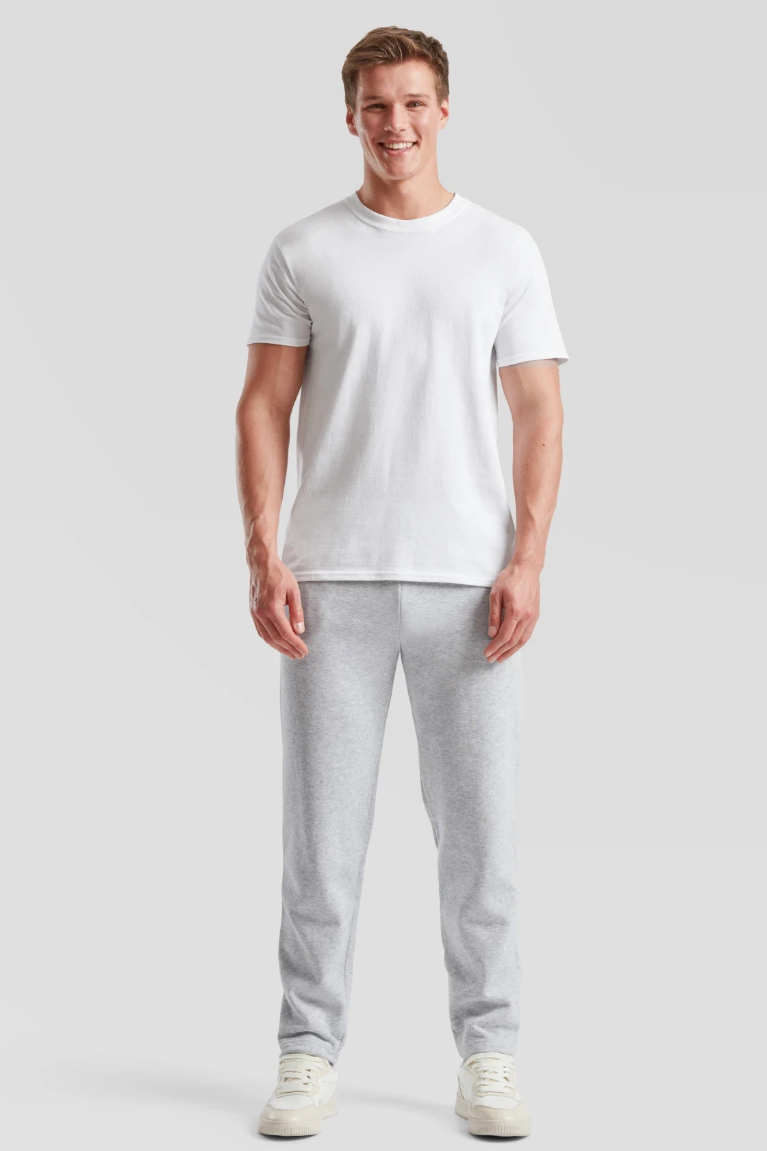 fruit-of-the-loom-64-032-0-classic-open-hem-jog-pants-heathergrey-model-3 F.O.L. Classic Open Hem Jog Pants
