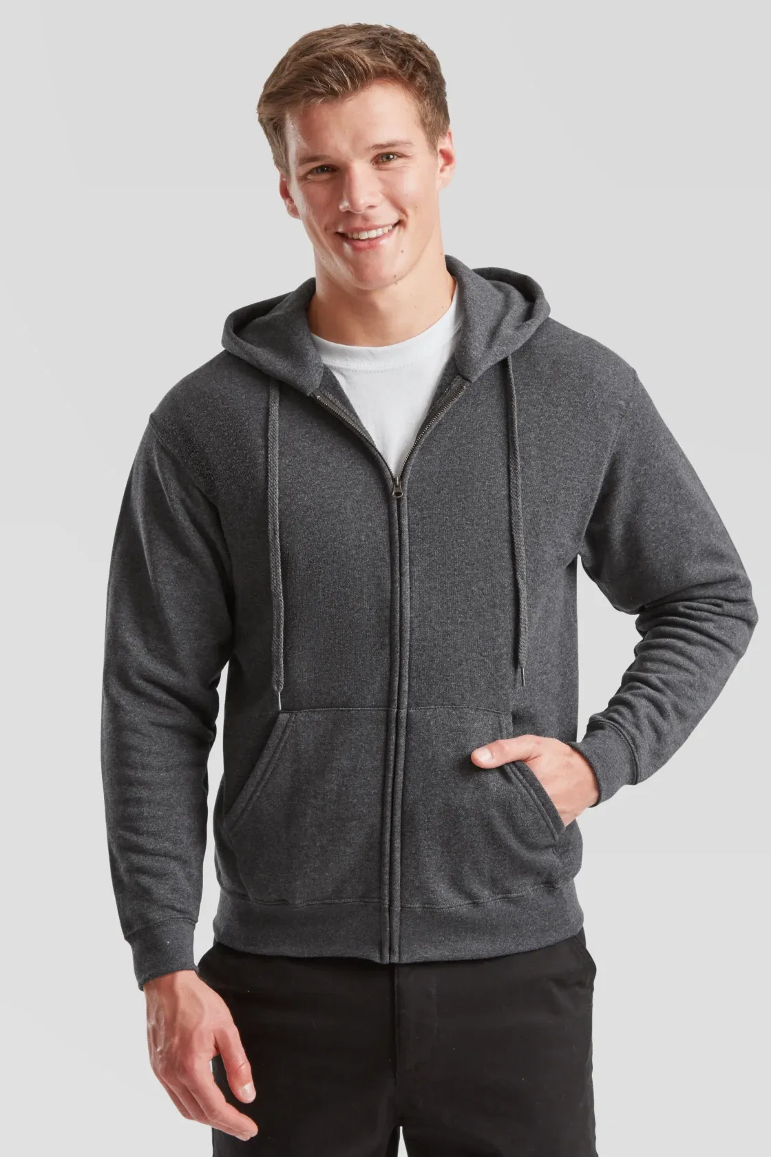 fruit-of-the-loom-62-062-0-classic-hooded-sweat-jacket-darkheathergrey-model-0 F.O.L. Hooded Sweat Jacket