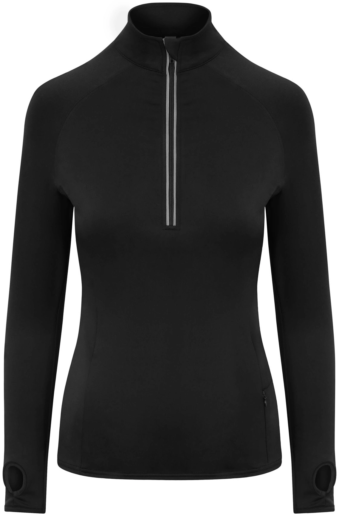justcool-jc035-womens-cool-flex-half-zip-top-jetblack-front-1 Just Cool Women's Cool-Flex 1/2 Zip Top