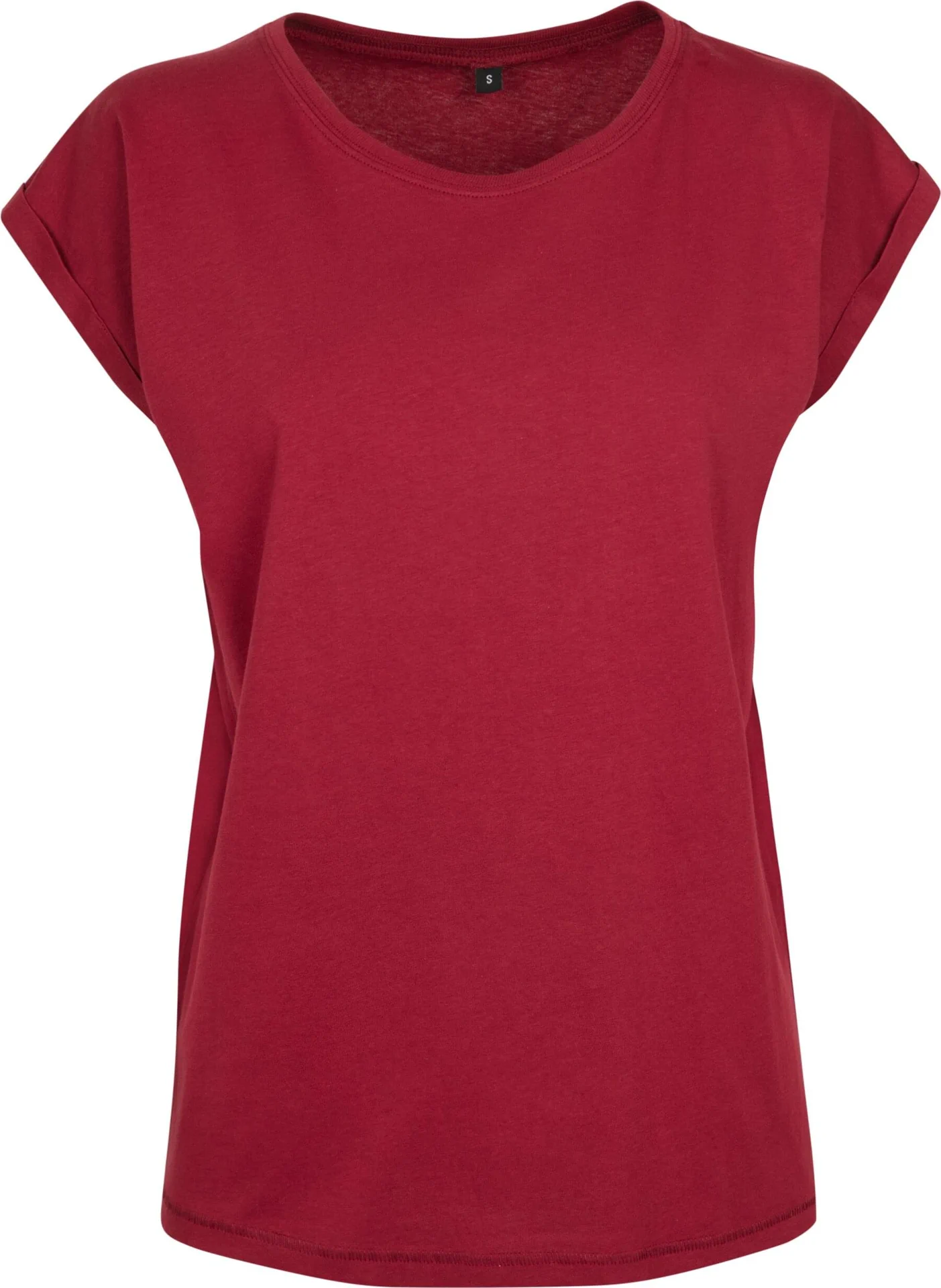 BYB-BY021-ladies-extended-shoulder-t-shirt-burgundy-front-4 Build Your Brand Ladies Extended Shoulder Tee