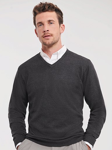Russell Men`s V-Neck Knitted Pullover