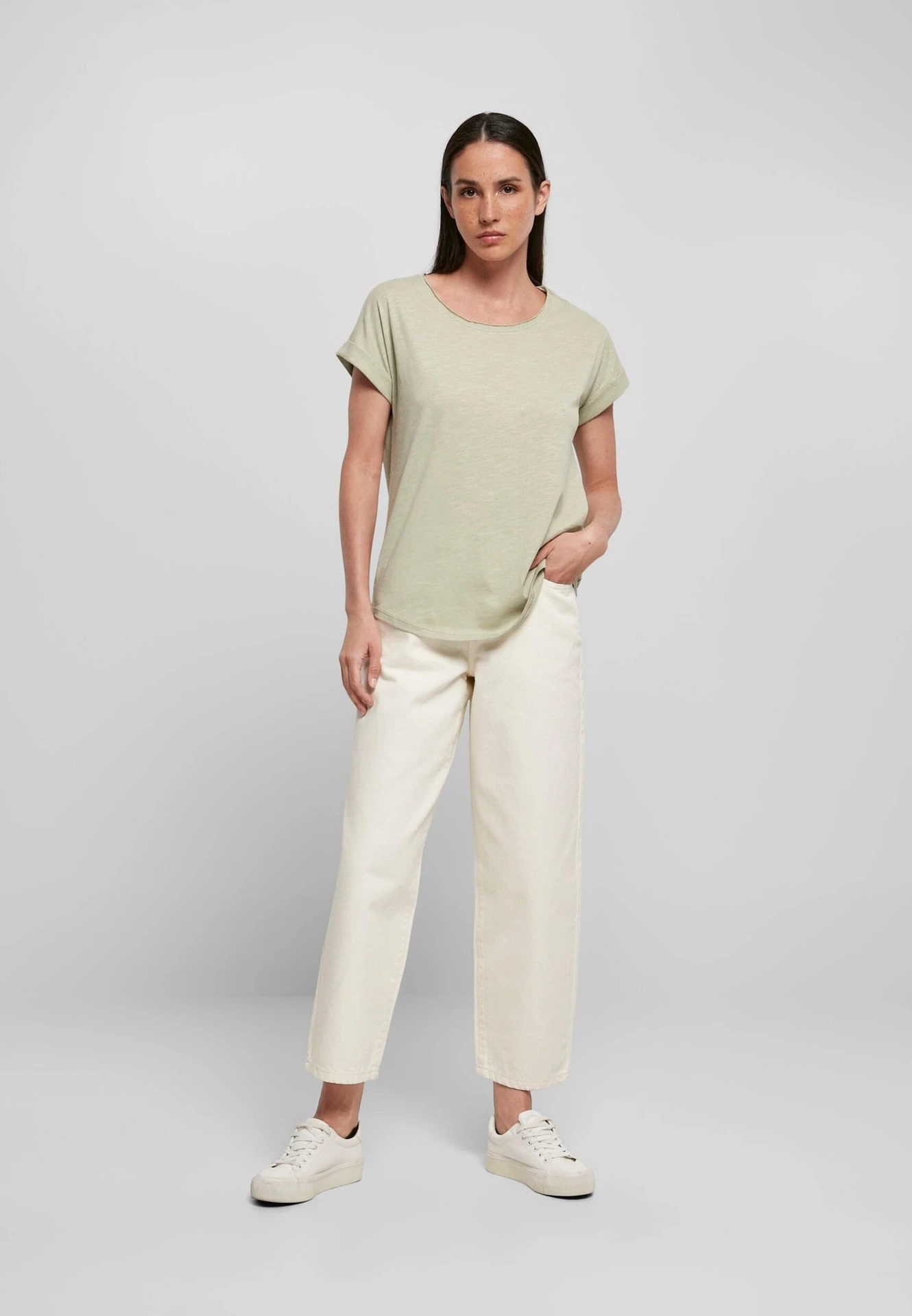 Build Your Brand Ladies Long Slub Tee